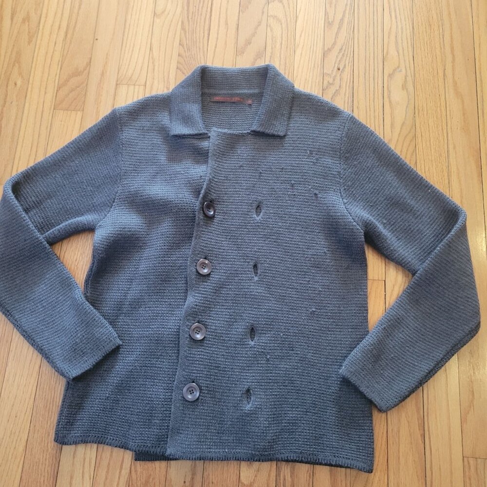 Mens Gray Emozioni Uomo Button-Up Cardigan Made In Italy Knit With Merino Wool &